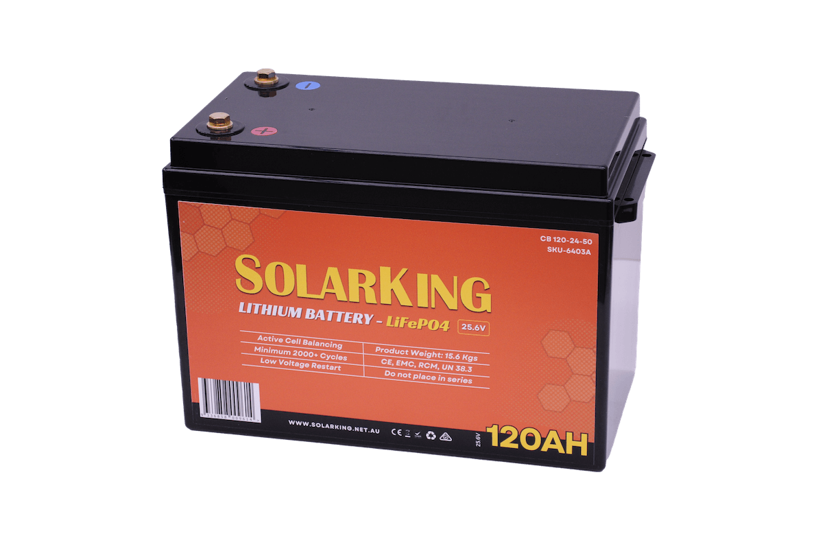 25.6V 120AH SolarKing Lithium Iron Plastic Case CB-120-24-50